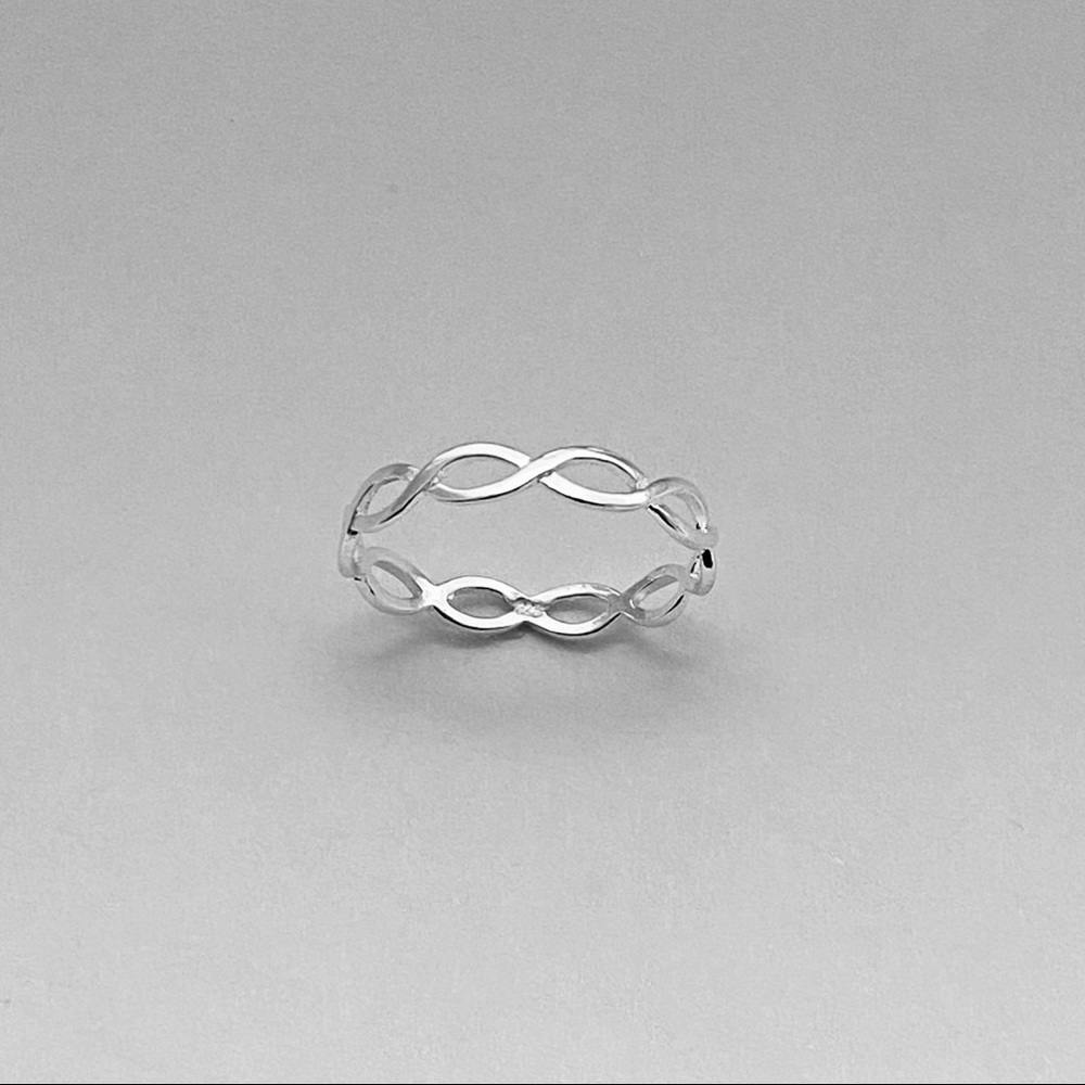 Sterling Silver One Thin Braid Ring, Silver Ring - image 5